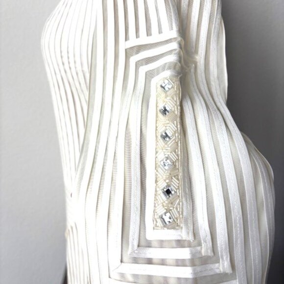 Obstinee by IKA Ivory Ribboned and Sequined Tunic Size 6 - Picture 9 of 11